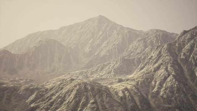 View of the Afghan mountains in fog