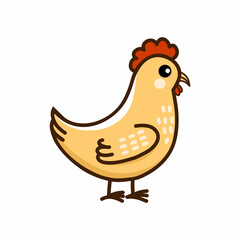 Rooster on white background. Poultry. Chicken. Vector doodle illustration. Animal on farm. Sticker.