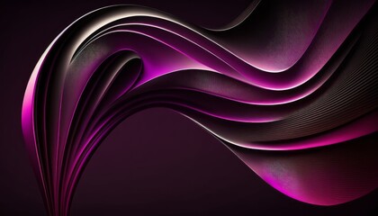 An abstract background of flowing waves and ripples with black background. Generative AI. 
