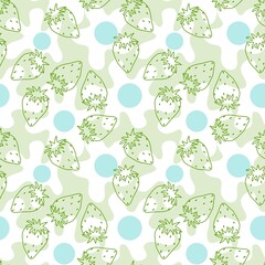 Cartoon summer seamless strawberry and scrambled eggs pattern for wrapping paper and fabrics and linens