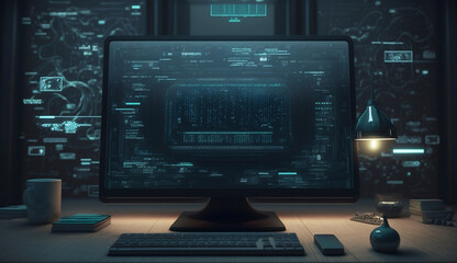 Fototapeta premium monitor with code