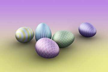 easter eggs on gradient background