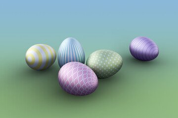 easter eggs on gradient background
