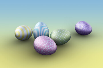 easter eggs on gradient background