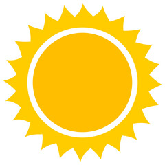 Sun icon yellow silhouette. Summer symbol