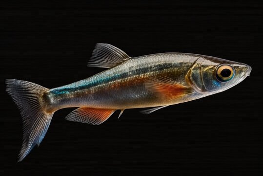 a single phoxinus phoxinus eurasian minnow, seen from the side, is shown on Generative AI