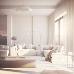 Obraz na płótnie Canvas modern interior design, living room interior with sofa. Generative AI