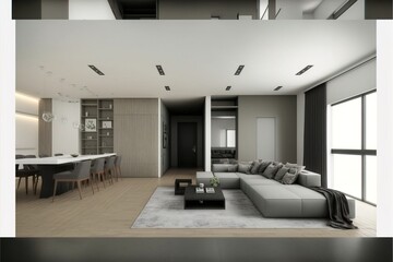 Fototapeta na wymiar modern interior design, living room interior with sofa. Generative AI
