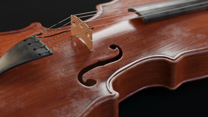 close up 3d macro render of a violin bridge and a string  © VFX Photographer