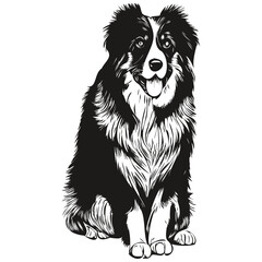 Australian Shepherd dog logo hand drawn line art vector drawing black and white pets illustration