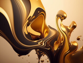 Liquid gold background design. Dynamic dripping lava gold background design.