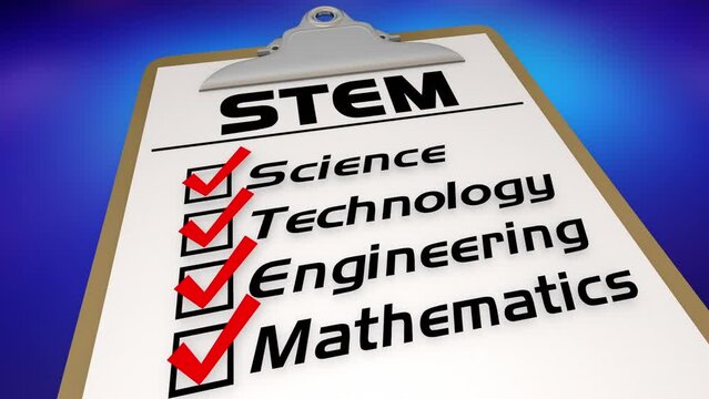 STEM Science Technology Engineering Mathematics Checklist Course Education 3d Animation