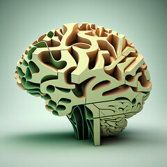 3d rendered illustration of human brain, art, plain backround