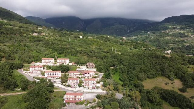 Aerial view over Torremezzo di Falconara, village in Calabria, Italy