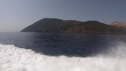 Traveling on the boat near the island of Vulcano, Italy