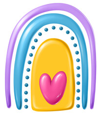 Nursery decoration with cute rainbow and a heart. 