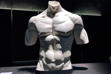 Muscular bodybuilder statue. Fitness concept. AI generated image.