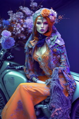 Obraz premium Fantastic Alien Female Fashion Model. AI generative