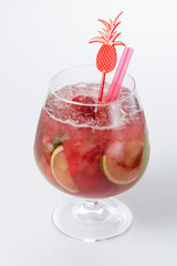 glass of strawberry juice with strawberry