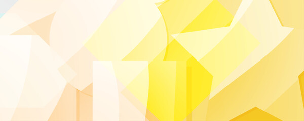 Bright yellow orange primitive basic shapes geometric abstract modern background banner with circles, stars, cubes, octagon - web design, magazine cover, content creation, social media reels