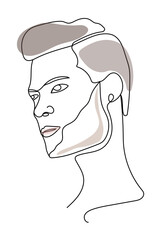 Fashion abstract, man one line on a white background. Line vector illustration. Corporate communications.