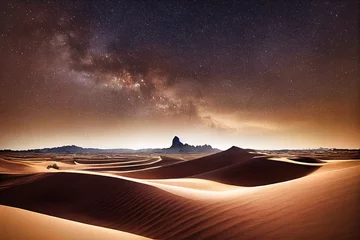 Zelfklevend Fotobehang A sandy desert landscape - generative AI © Uolir