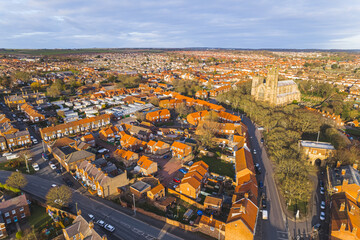 Bridlington is a town and civil parish in the East Riding of Yorkshire, England. scenic drone shot....