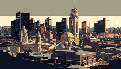 Obraz premium Johannesburg cityscape . Creative illustration. (Ai Generate)