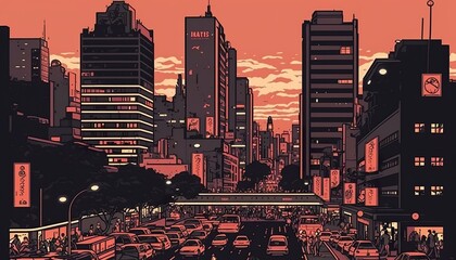 Naklejka premium Johannesburg cityscape . Creative illustration. (Ai Generate)