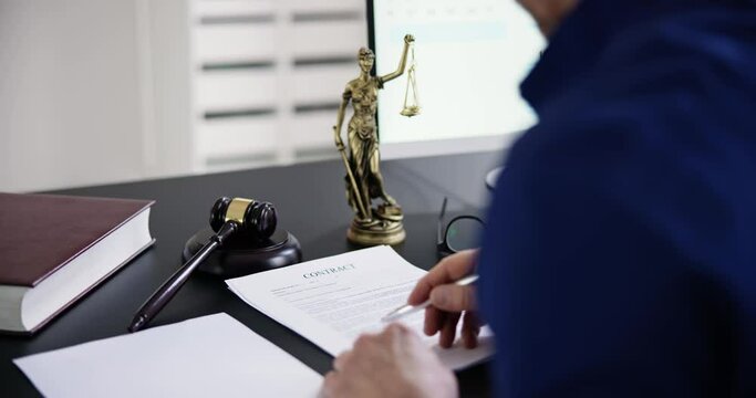 Lawyer In Trial Litigation In Courtroom