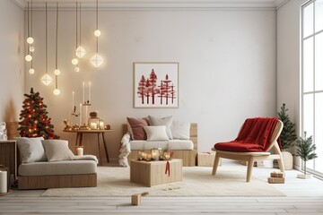 Christmas Decoration, Mockup for Living Room Wall,. Generative AI