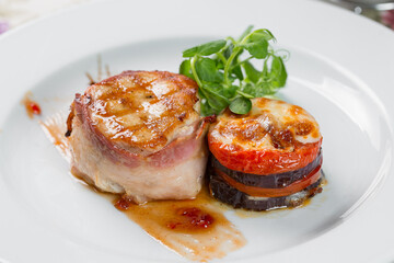 grilled pork chop with vegetables