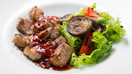 grilled meat with vegetables