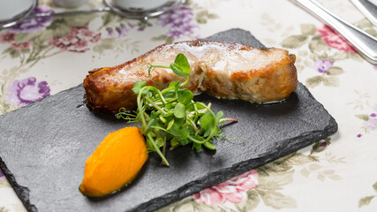 grilled pork chop with vegetables