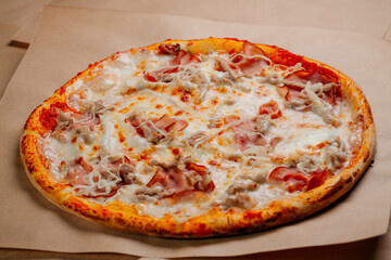pizza with salami and cheese