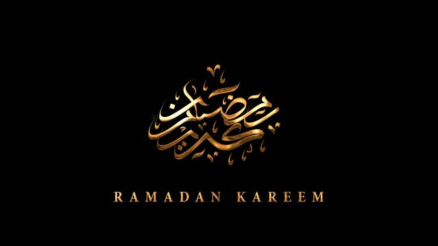 Ramdan kareem Animated Text in Gold Color. Animated letter word Ramadan Kareem, holy month, worship all day, the celebration of Muslim community. isolated in black background