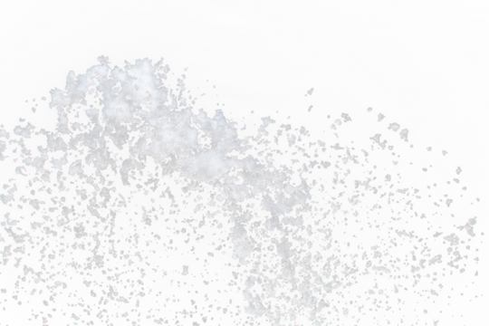 Photo image of falling down snow, heavy big small size snows. Freeze shot on black background isolated overlay. Fluffy White snowflakes splash cloud in mid air. Real Snow high speed shutter