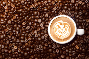 Fototapeta premium Coffee cup and coffee beans.