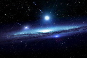 Obraz na płótnie Canvas night starry sky moon light on deep space,nebula cosmic background
