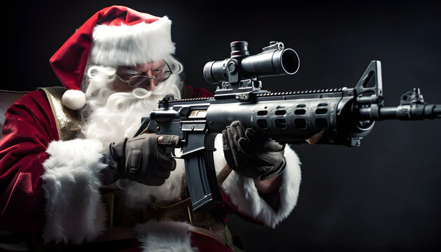 Santa Claus Holding a Gun