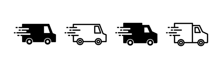 Obraz na płótnie Canvas Delivery truck icon vector for web and mobile app. Delivery truck sign and symbol. Shipping fast delivery icon