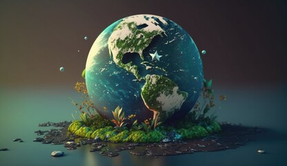 environment Earth Day planet nature concept with globe, earth green natural background, Illustration of the green planet earth, 