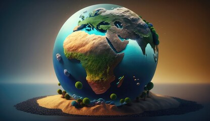 environment Earth Day planet nature concept with globe, earth green natural background, Illustration of the green planet earth, 