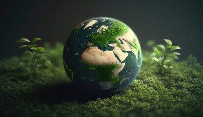 Obraz na płótnie Canvas environment Earth Day planet nature concept with globe, earth green natural background, Illustration of the green planet earth, 