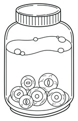 Vectorized pot with wide and sinister eyes, made in outline style, to decorate Halloween with a scary touch