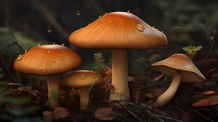 Fototapeta premium Background of a lot of mushrooms, generative ai