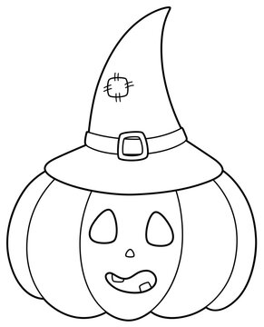 halloween pumpkin wearing witch hat clip art preview