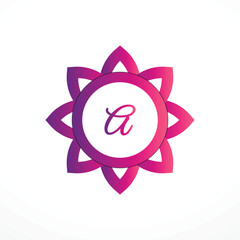 Initial A Logo with Pink Heart Icon. Letter A Concept with Love. Vector Illustration.