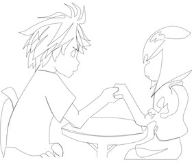 vector one line couple of lovers on a date