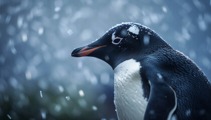 penguin enjoying the sun and the snow